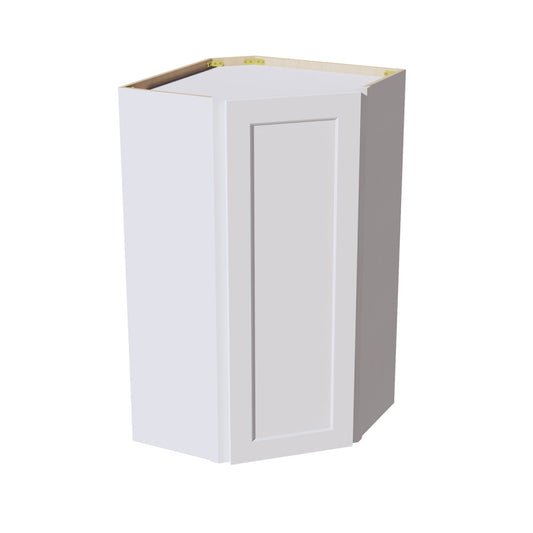 HF-WDC2442: Frost White Shaker 24"W x 42"H 1 Door & 2 Shelves Diagonal Wall Corner Cabinet