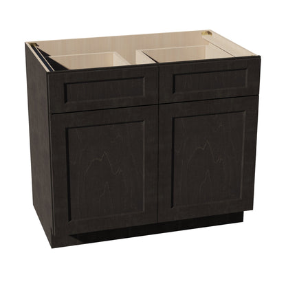 HG-B39: Dark Gray Shaker 39" 2 Drawers 2 Doors Standard Base Cabinet