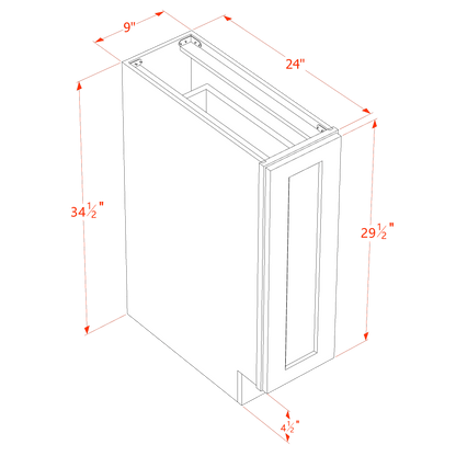 HG-BF09-PO: Dark Gray Shaker 09" Full Door Pull Out Spice Rack Base Cabinets