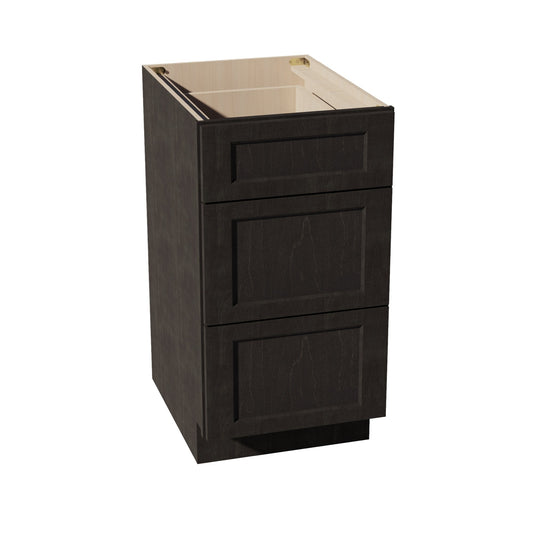 HG-DB18: Dark Gray Shaker 18" 3 Drawers Base Cabinet