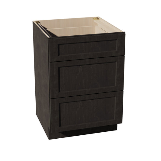 HG-DB24: Dark Gray Shaker 24" 3 Drawers Base Cabinet