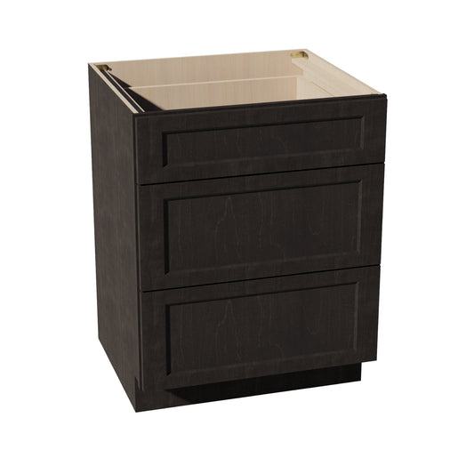 HG-DB27: Dark Gray Shaker 27" 3 Drawers Base Cabinet