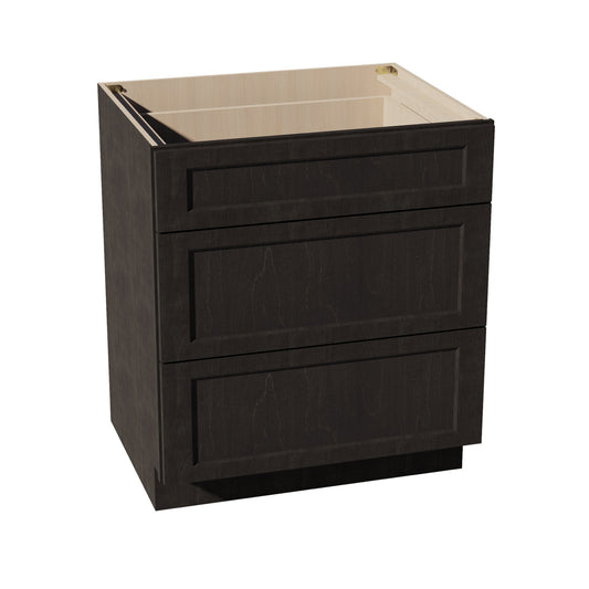 HG-DB30: Dark Gray Shaker 30" 3 Drawers Base Cabinet