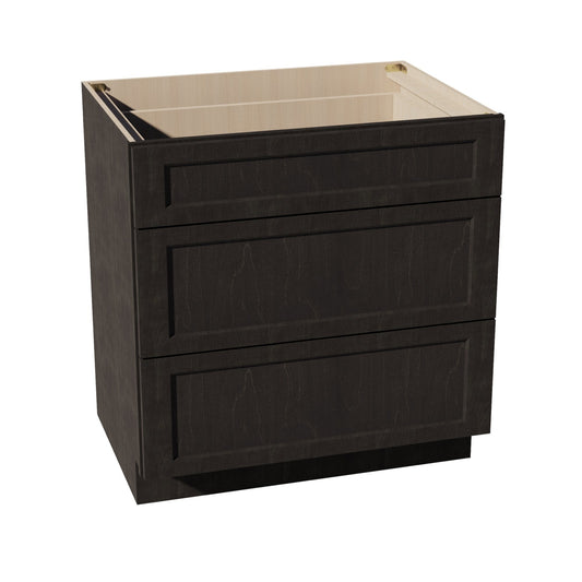 HG-DB33: Dark Gray Shaker 33" 3 Drawers Base Cabinet