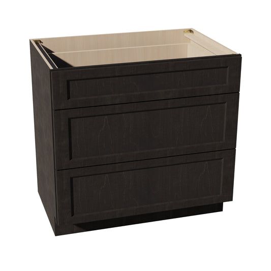 HG-DB36: Dark Gray Shaker 36" 3 Drawers Base Cabinet