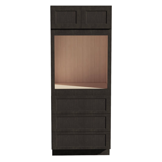 HG-OC3384: Dark Gray Shaker 33"W x 84"H x 24"D 2 Doors & 3 Drawers Tall Oven Shelf Cabinets