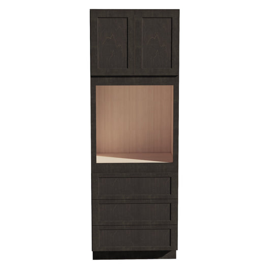 HG-OC3396: Dark Gray Shaker 33"W x 96"H x 24"D 2 Doors & 3 Drawers Tall Oven Shelf Cabinets