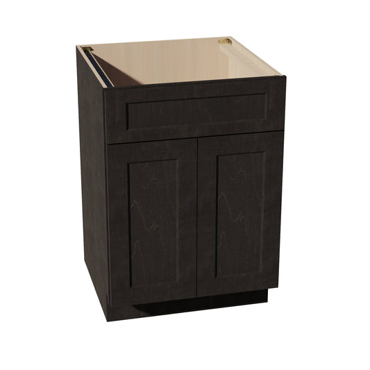 HG-SB24: Dark Gray Shaker 24" 2 Doors 1 False Drawer Sink Base Cabinet