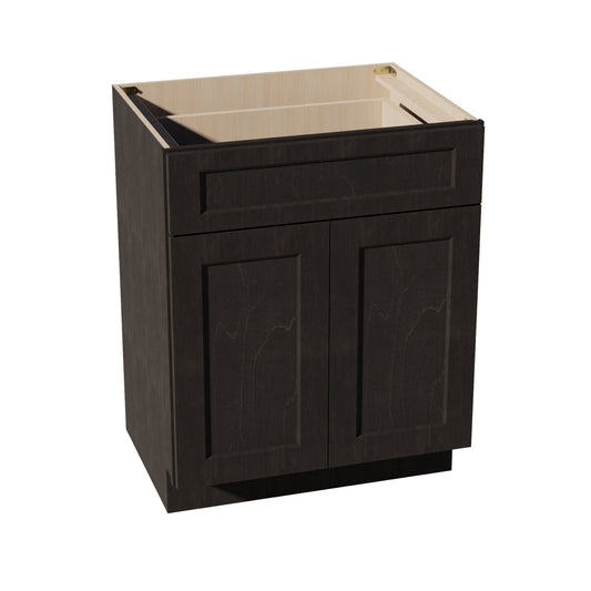 HG-VB2721: Dark Gray Shaker 27"W x 34-1/2"H x 21"D 2 Doors & 1 Drawer Double Door Vanity Base Cabinets