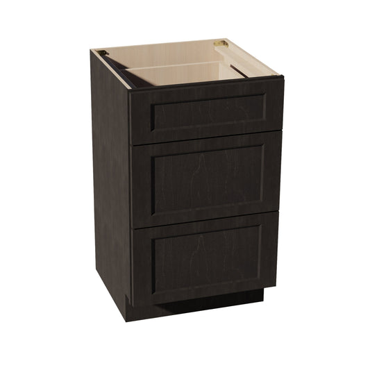HG-VDB2121: Dark Gray Shaker 21"W x 34-1/2"H x 21"D  3 Drawers Vanity Base Cabinets