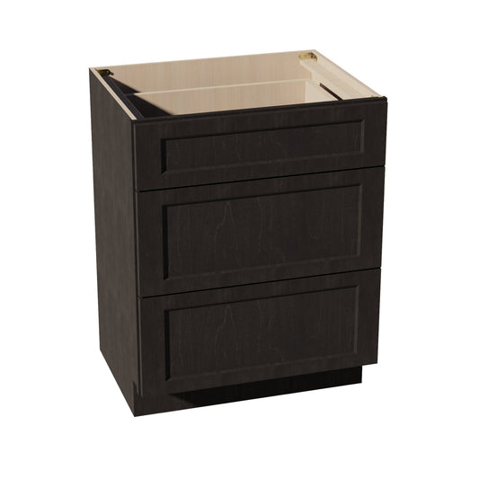HG-VDB2721: Dark Gray Shaker 27"W x 34-1/2"H x 21"D  3 Drawers Vanity Base Cabinets