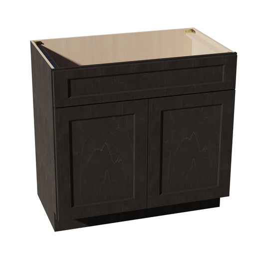 HG-VSB3621: Dark Gray Shaker 36"W x 34-1/2"H x 21"D 2 Doors & 1 False Drawer Vanity Sink Base Cabinets