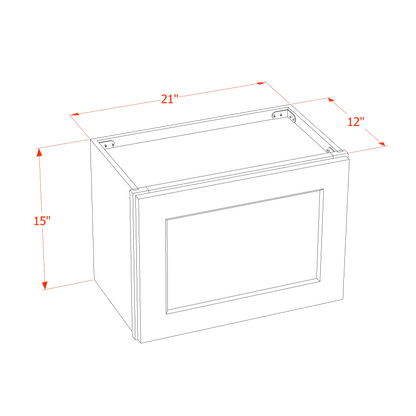 HG-W2115: Dark Gray Shaker 21"W x 15"H 1 Door Standard Wall Bridge Cabinet