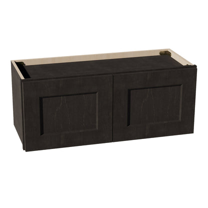 HG-W3012: Dark Gray Shaker 30"W x 12"H 2 Doors Standard Wall Bridge Cabinet