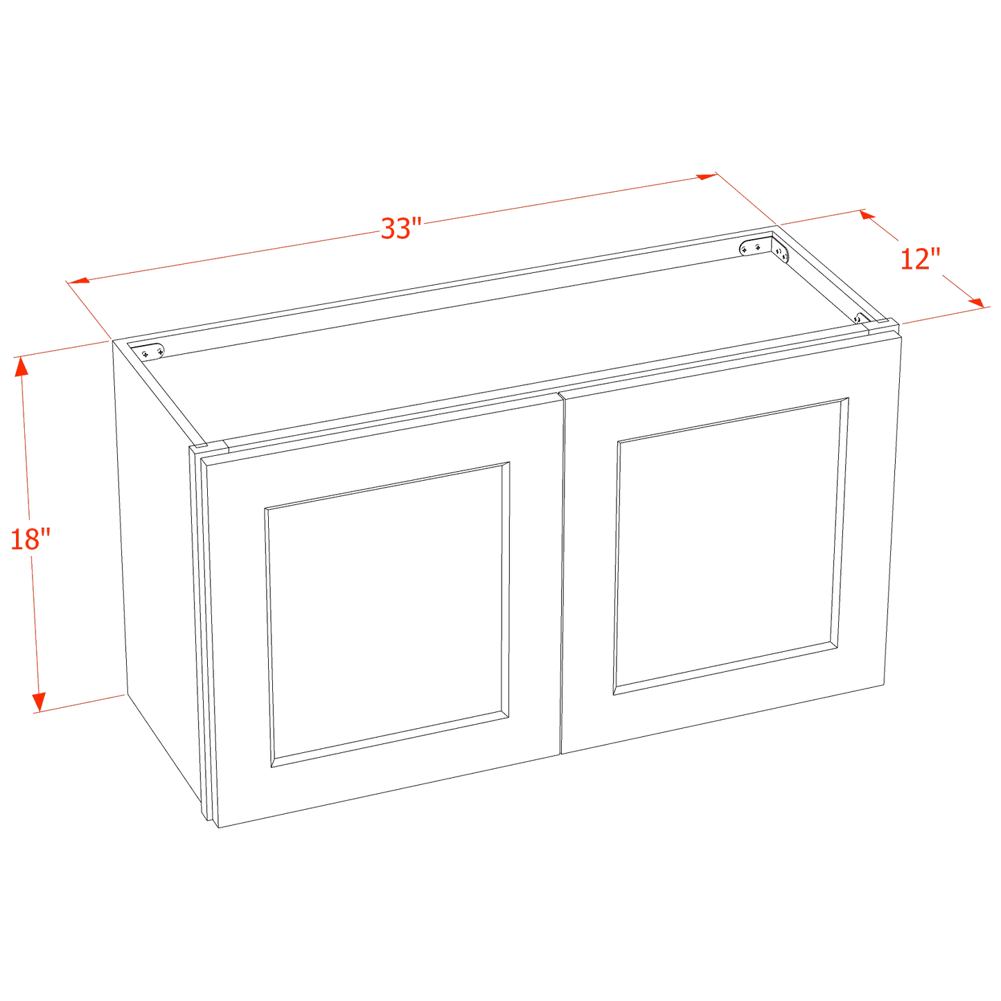 HG-W3318: Dark Gray Shaker 33"W x 18"H 2 Doors Standard Wall Bridge Cabinet