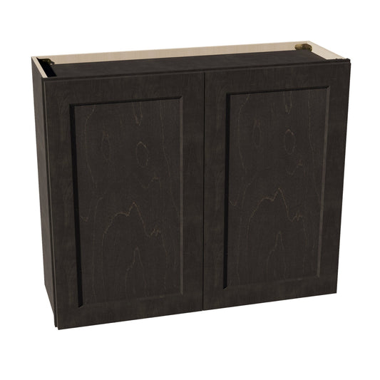 HG-W3630: Dark Gray Shaker 36"W x 30"H 2 Doors & 2 Shelves Standard Wall Cabinet