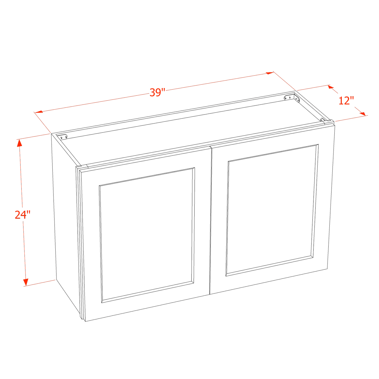 HG-W3924: Dark Gray Shaker 39"W x 24"H 2 Doors Standard Wall Bridge Cabinet