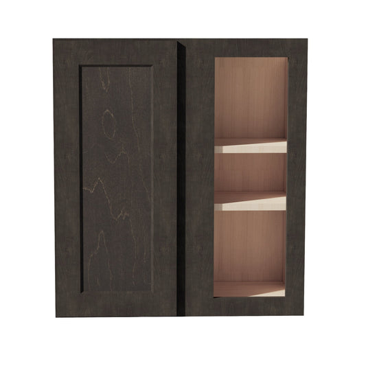 HG-WBC2730: Dark Gray Shaker 27"W x 30"H 1 Door & 2 Shelves Wall Blind Corner Cabinets