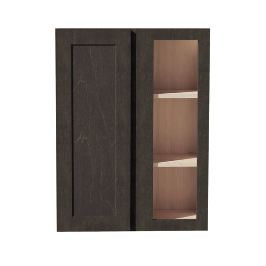 HG-WBC2736: Dark Gray Shaker 27"W x 36"H 1 Door & 2 Shelves Wall Blind Corner Cabinets