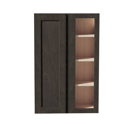 HG-WBC2742: Dark Gray Shaker 27"W x 42"H 1 Door & 2 Shelves Wall Blind Corner Cabinets