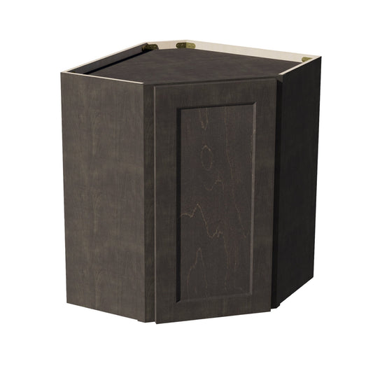 HG-WDC2430: Dark Gray Shaker 24"W x 30"H 1 Door & 2 Shelves Diagonal Wall Corner Cabinet