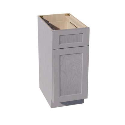 HLG-B15: Light Gray Shaker 15" 1 Drawer 1 Door Standard Base Cabinet