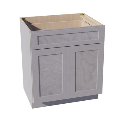 HLG-B30: Light Gray Shaker 30" 1 Drawer 2 Door Standard Base Cabinet