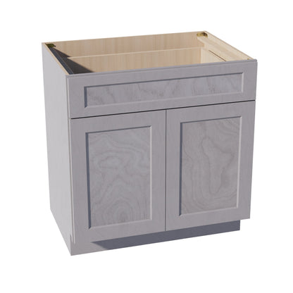 HLG-B33: Light Gray Shaker 33" 1 Drawer 2 Doors Standard Base Cabinet