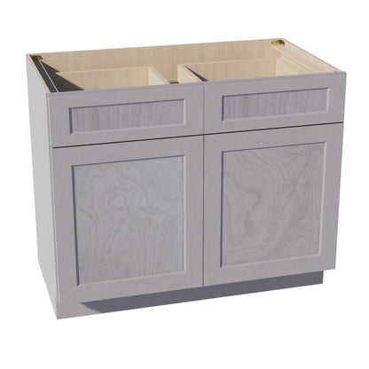 HLG-B42: Light Gray Shaker 42" 2 Drawers 2 Doors Standard Base Cabinet