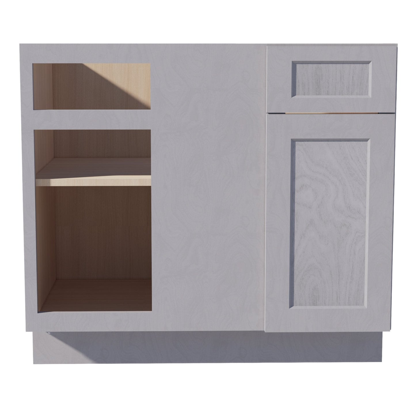 HLG-BBC39/42: Light Gray Shaker 39" 1 Door - 1 Drawer Blind Corner Base Cabinet