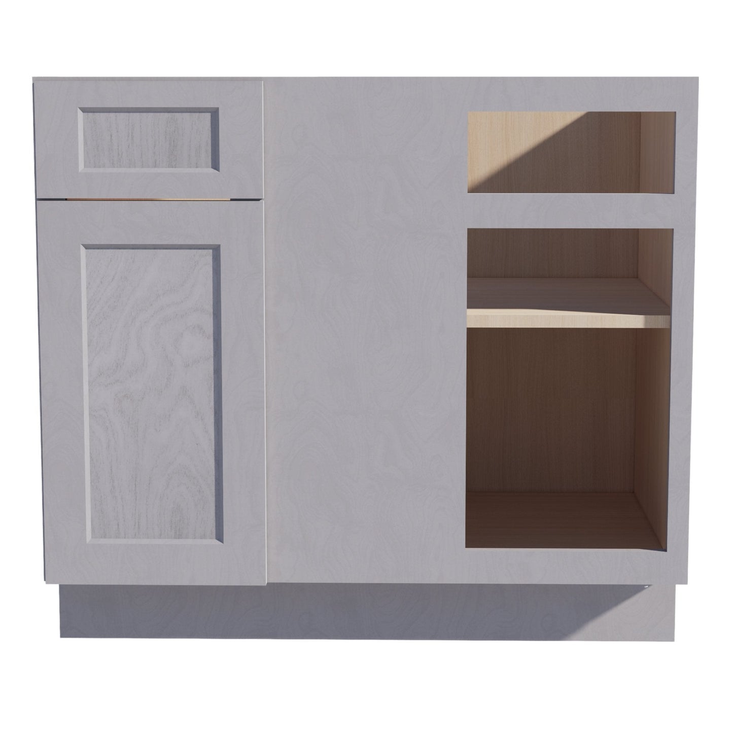 HLG-BBC39/42: Light Gray Shaker 39" 1 Door - 1 Drawer Blind Corner Base Cabinet