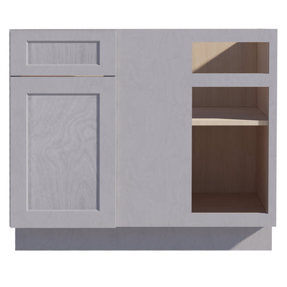 HLG-BBC42/45: Light Gray Shaker 42" 1 Door - 1 Drawer Blind Corner Base Cabinets