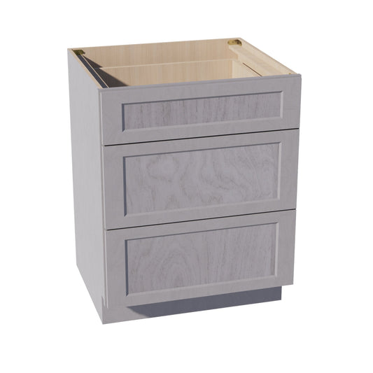 HLG-DB27: Light Gray Shaker 27" 3 Drawers Base Cabinet