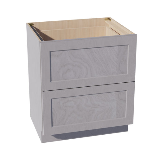 HLG-DB30-2: Light Gray Shaker 30" 2 Drawers Base Cabinet