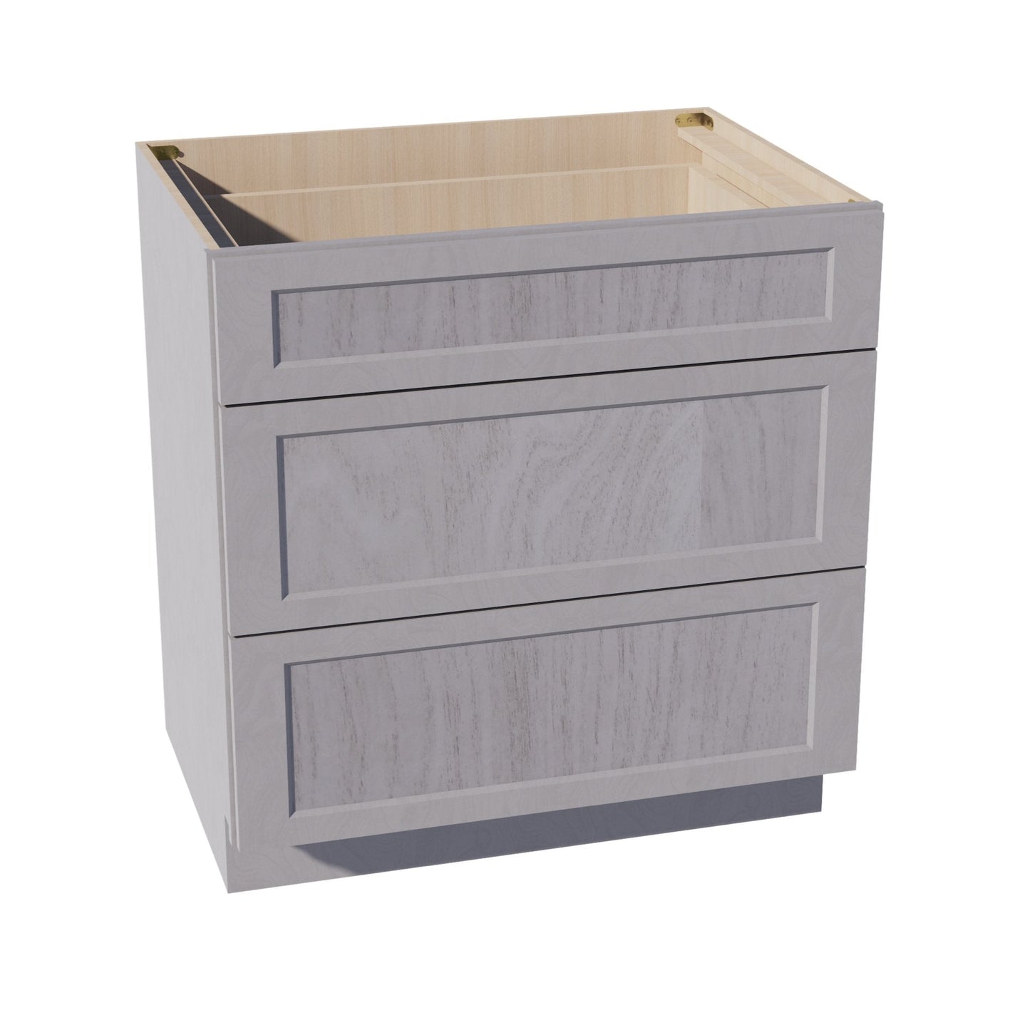 HLG-DB33: Light Gray Shaker 33" 3 Drawers Base Cabinet