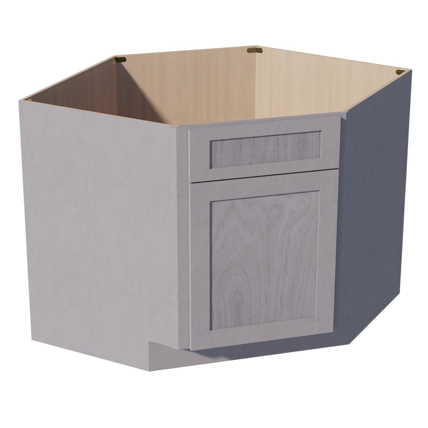 HLG-DSB42: Light Gray Shaker 42" 1 Door - 1 False Drawer Corner Sink Base Cabinets