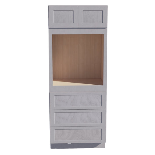 HLG-OC3384: Light Gray Shaker 33"W x 84"H x 24"D 2 Doors & 3 Drawers Tall Oven Shelf Cabinets