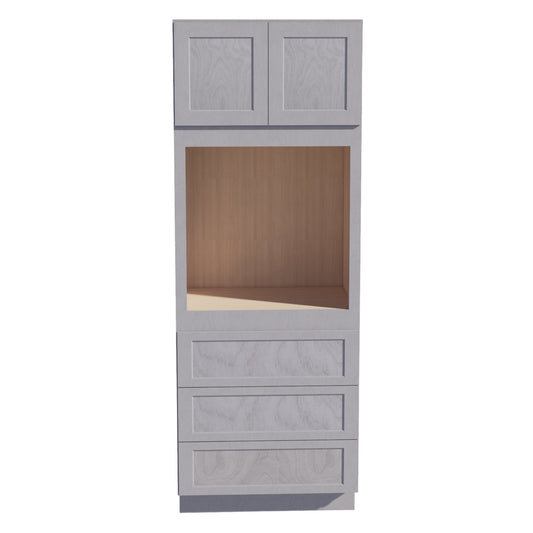 HLG-OC3390: Light Gray Shaker 33"W x 90"H x 24"D 2 Doors & 3 Drawers Tall Oven Shelf Cabinets