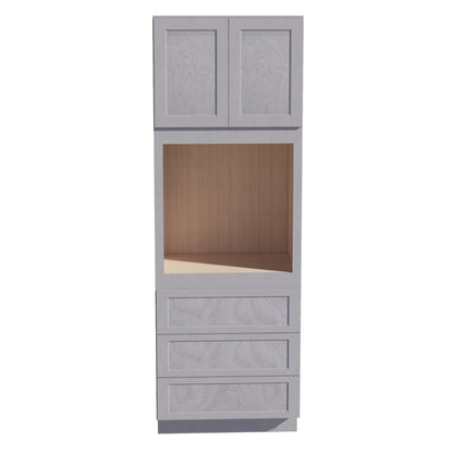 HLG-OC3396: Light Gray Shaker 33"W x 96"H x 24"D 2 Doors & 3 Drawers Tall Oven Shelf Cabinets