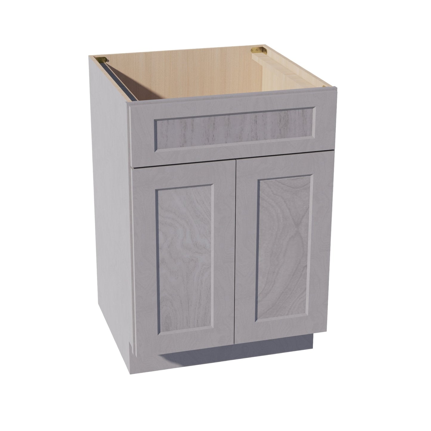 HLG-SB24: Light Gray Shaker 24" 2 Doors 1 False Drawer Sink Base Cabinet