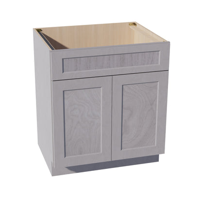 HLG-SB30: Light Gray Shaker 30" 2 Doors 1 False Drawer Sink Base Cabinet