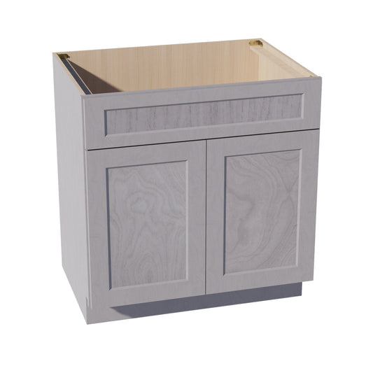 HLG-SB33: Light Gray Shaker 33" 2 Doors 1 False Drawer Sink Base Cabinet