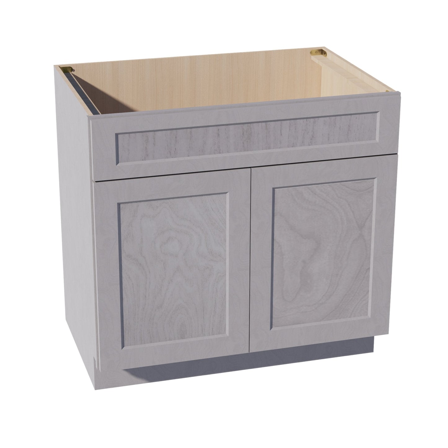 HLG-SB36: Light Gray Shaker 36" 2 Doors 1 False Drawer Sink Base Cabinet