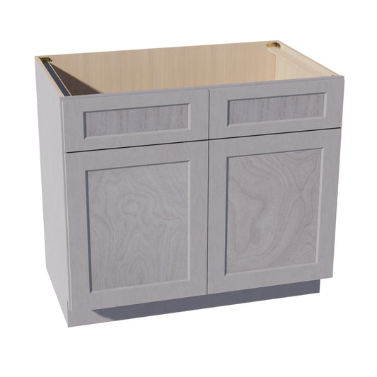 HLG-SB39: Light Gray Shaker 39" 2 Doors 2 False Drawers Sink Base Cabinet