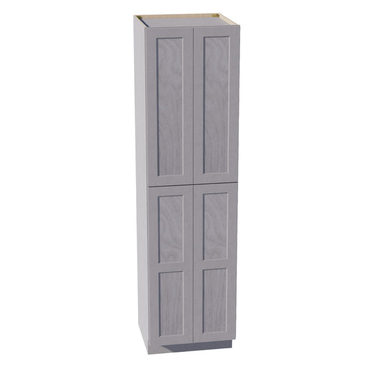 HLG-TP2490: Light Gray Shaker 24"W x 90"H x 24"D 4 Door & 5 Shelves Tall Shelf Pantry Cabinets