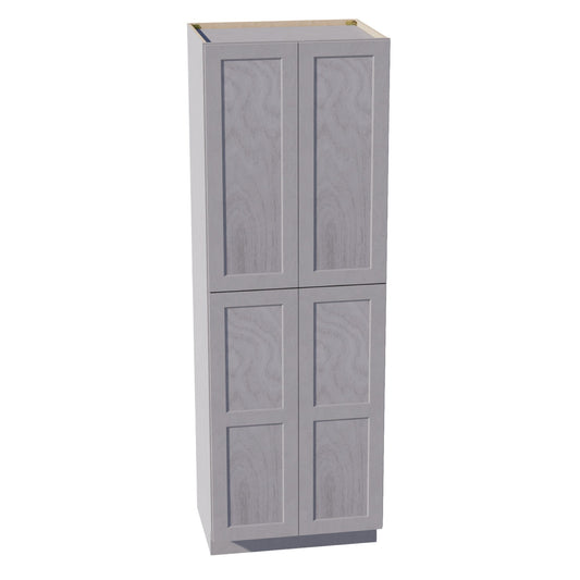 HLG-TP3090: Light Gray Shaker 30"W x 90"H x 24"D 4 Door & 5 Shelves Tall Shelf Pantry Cabinets