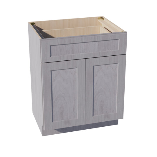 HLG-VB2721: Light Gray Shaker 27"W x 34-1/2"H x 21"D 2 Doors & 1 Drawer Double Door Vanity Base Cabinets