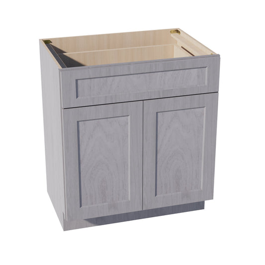 HLG-VB3021: Light Gray Shaker 30"W x 34-1/2"H x 21"D 2 Doors & 1 Drawer Double Door Vanity Base Cabinets