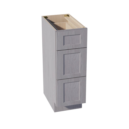 HLG-VDB1221: Light Gray Shaker 12"W x 34-1/2"H x 21"D  3 Drawers Vanity Base Cabinets