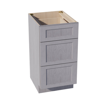 HLG-VDB1821: Light Gray Shaker 18"W x 34-1/2"H x 21"D  3 Drawers Vanity Base Cabinets